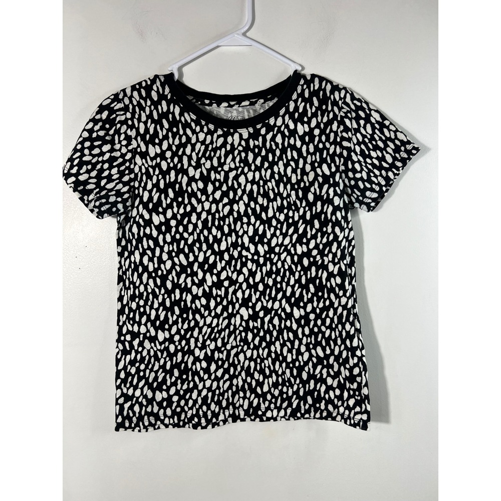 J.Crew Womens XS Black White Abstract Animal Pebble Print Cotton T-Shirt